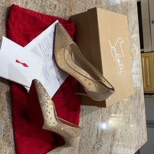 CHRISTIAN LOUBOUTIN- Follies stress 85 rete/suede Lame